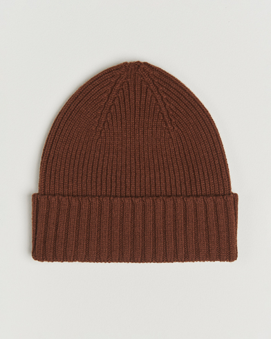 Robert Mackie Kingswell Ribbed Wool/Cashmere Beanie Brown – Marrón