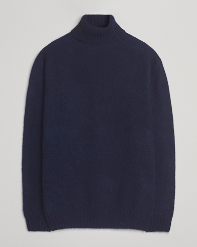 Harley Of Scotland Brushed Supersoft Lambswool Rollneck Navy – Azul