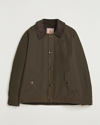 Baracuta Waxed Sherling Lined Deck Jacket Deep Moss – Verde