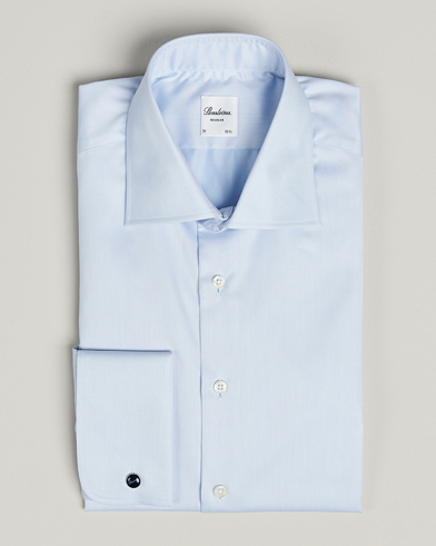 Stenströms Regular Fit Cotton Twill Double Cuff Shirt Blue – Azul