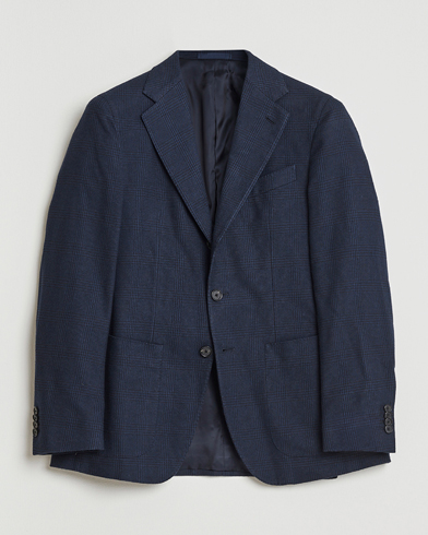 Caruso Aida Brushed Cotton Blazer Navy Check – Azul