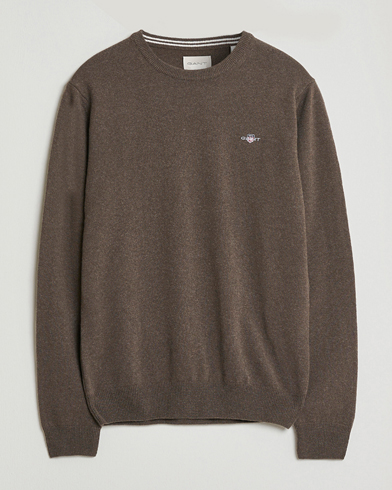 Gant Superfine Lambswool Crew Neck Seawood Melange – Marrón