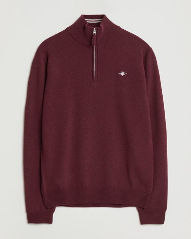 Gant Superfine Lambswool Half Zip Bordeaux Melange – Rojo