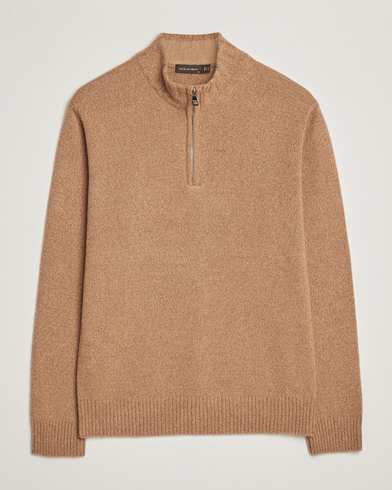 Oscar Jacobson Paul Wool/Cashmere Half-Zip Beige – Marrón