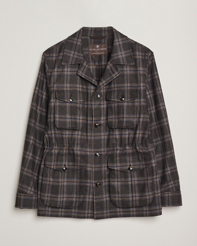 Oscar Jacobson Sirolo Checked Shirt Jacket Brown/Blue – Marrón