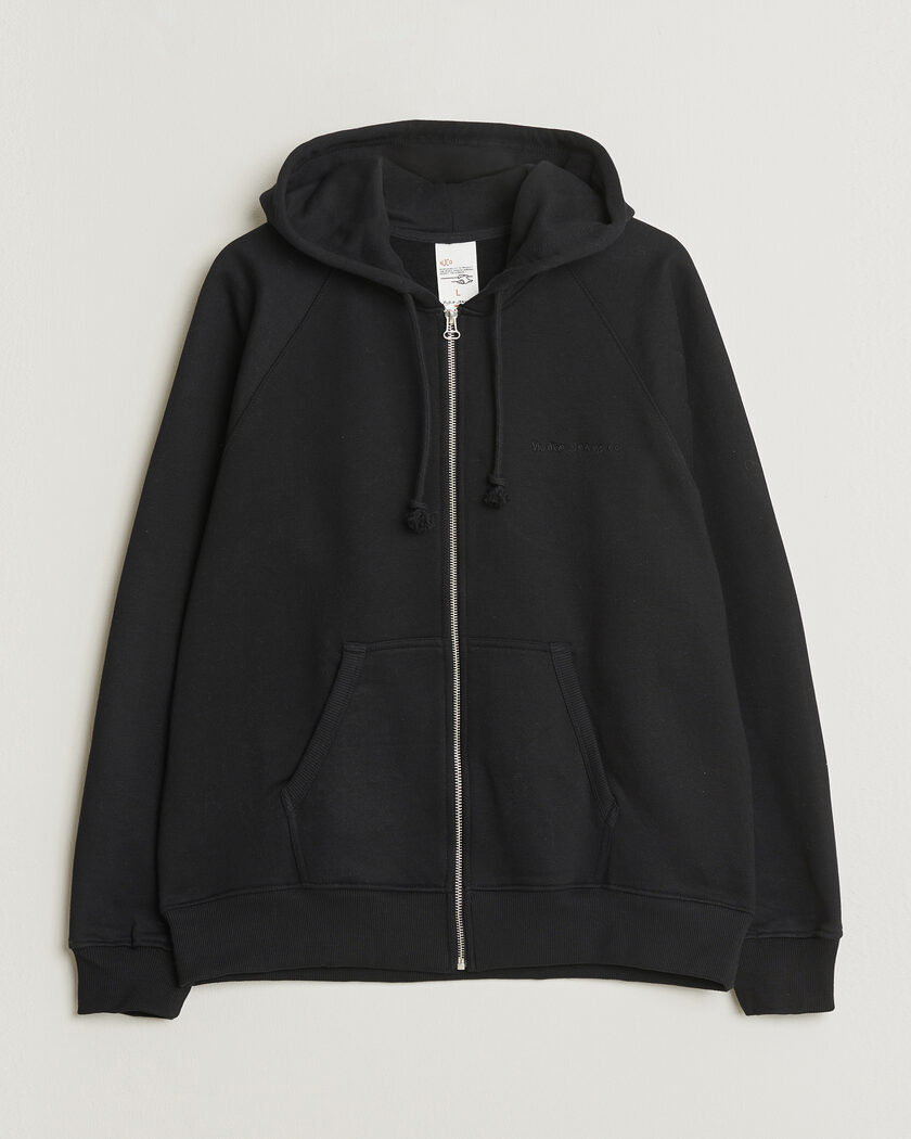 Nudie Jeans Gunde Logo Full Zip Hoodie Black – Negro