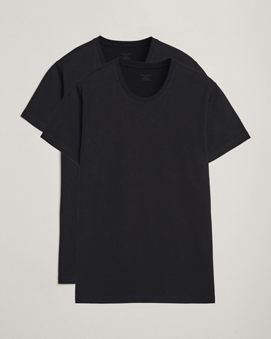Falke 2-Pack Cotton Crew Neck T-Shirt Black – Negro