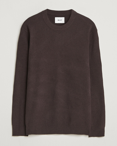 NN07 Danny Rib Knitted Crew Neck Dusky Port – Marrón