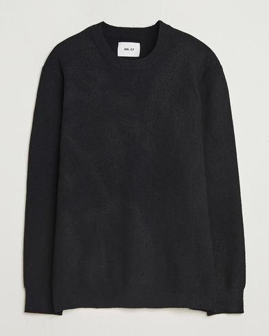 NN07 Danny Rib Knitted Crew Neck Black – Negro