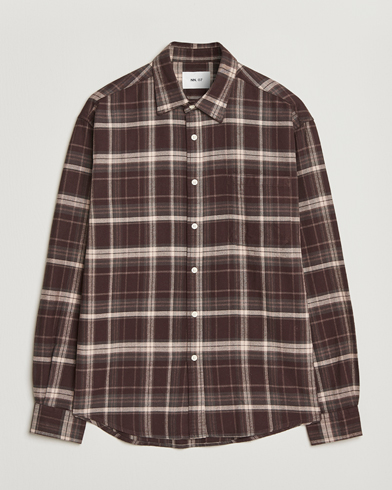 NN07 Deon Flannel Checked Shirt Dusky Port – Marrón