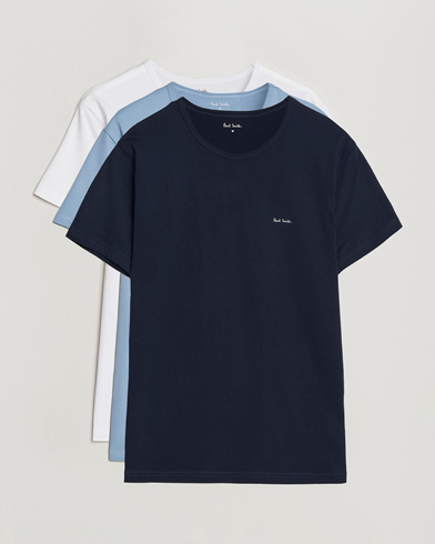 Paul Smith 3-Pack Crew Neck T-Shirt White/Black/Light Blue – Azul