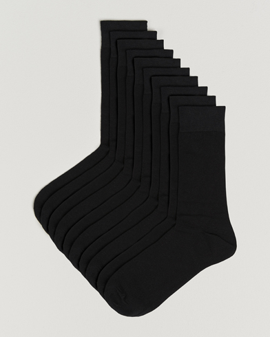 Care with Carl 10-Pack Solid Cotton Socks BLACK – Negro