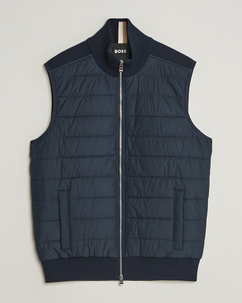 BOSS BLACK Urwin Cotton/Wool Vest Dark Blue – Azul