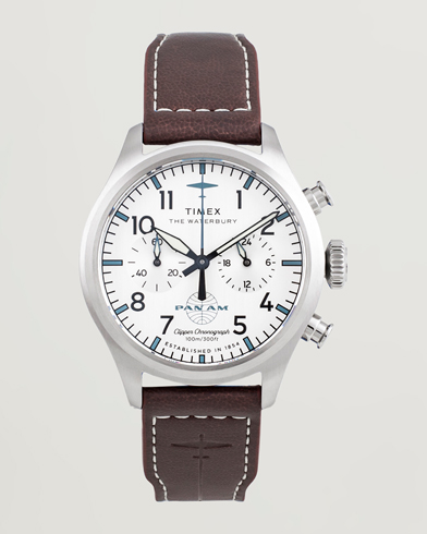 Timex Waterbury Ace Pan Chronograph 41mm Silver Dial – Marrón
