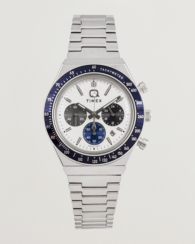 Timex Q Chronograph Tonal Sub Dials 40mm White Dial – Plata