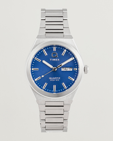Timex Q Continental Day/Date 38mm Blue Dial – Plata