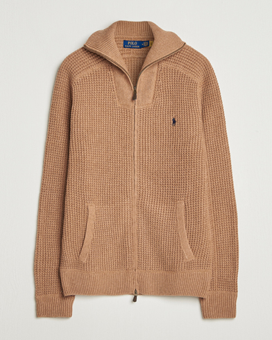 Polo Ralph Lauren Cotton/Wool Full Zip Brown Sugar Melange – Marrón