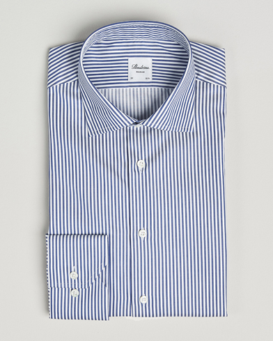 Stenströms Regular Fit Striped Cut Away Shirt White/Blue – Azul