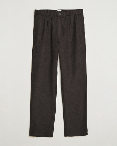 Samsøe Samsøe Bertil Flannel Drawstring Trousers Black Coffee Melange – Marrón