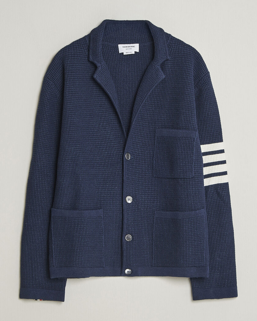 Thom Browne Textured 4 Bar Cardigan Jacket Navy – Azul