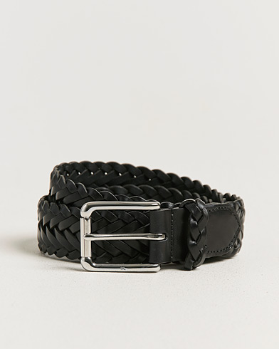 Ralph Lauren Purple Label Braided Belt Black Vachetta – Negro