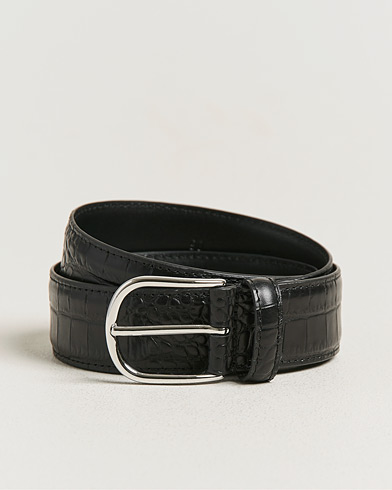 Anderson's Embossed 3,5cm Leather Belt Black – Negro