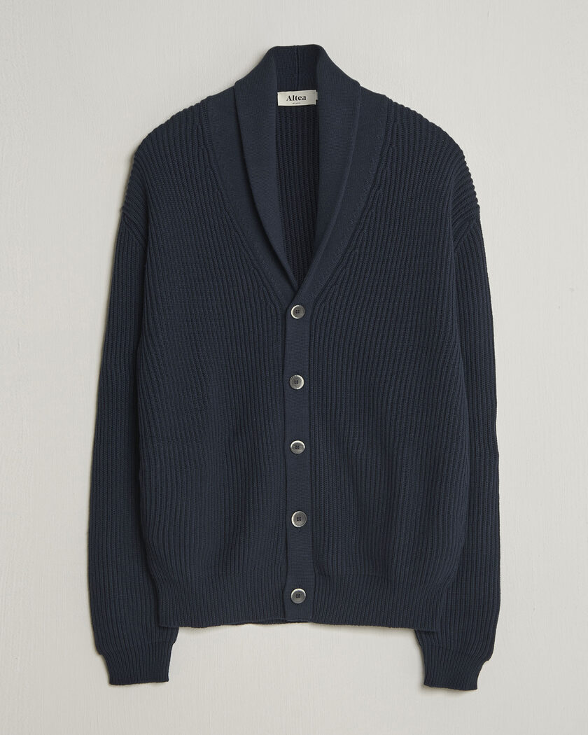 Altea Cotton/Cashmere Shawl Cardigan Navy – Azul