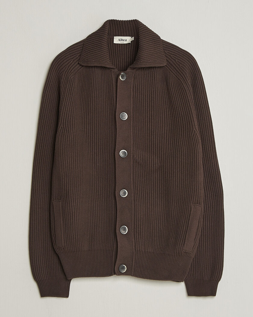 Altea Cotton Rib Cardigan Jacket Dark Brown – Marrón