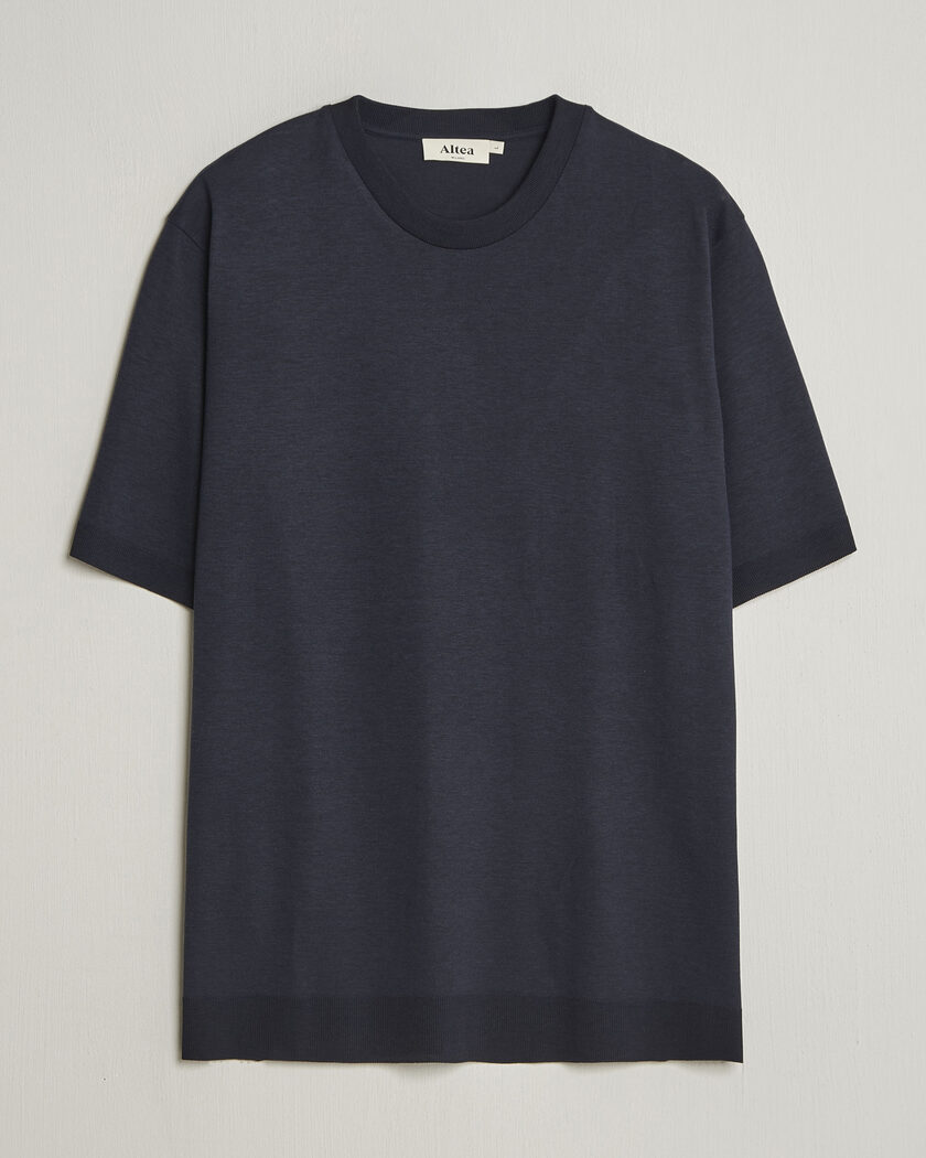 Altea Cotton/Stretch Knitted T-Shirt Navy – Azul