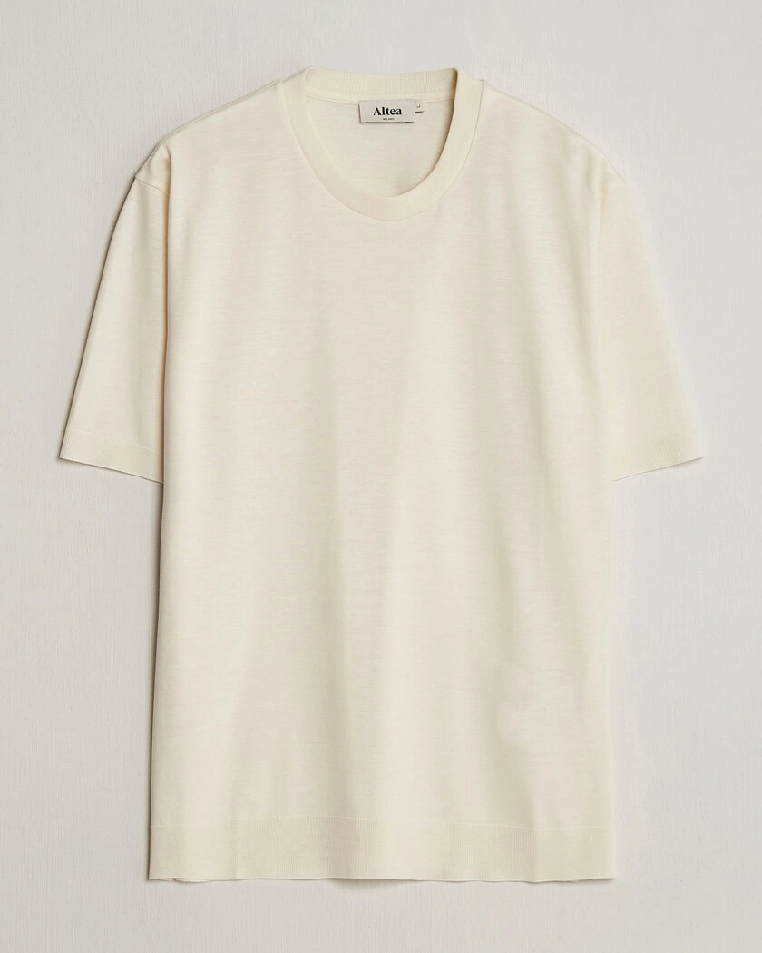 Altea Cotton/Stretch Knitted T-Shirt Off White – Blanco