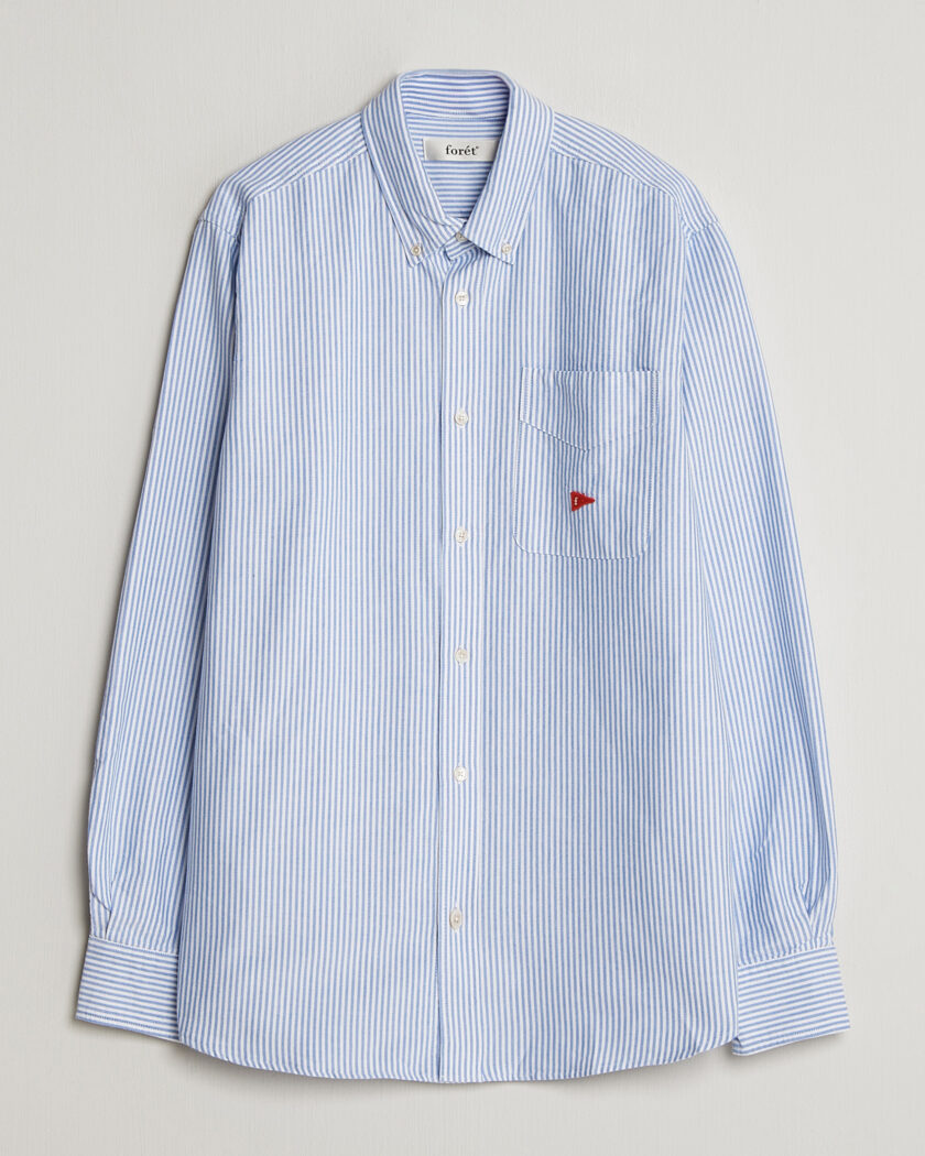 Forét Flag Regular Fit Pocket Oxford Shirt Blue Stripe – Azul