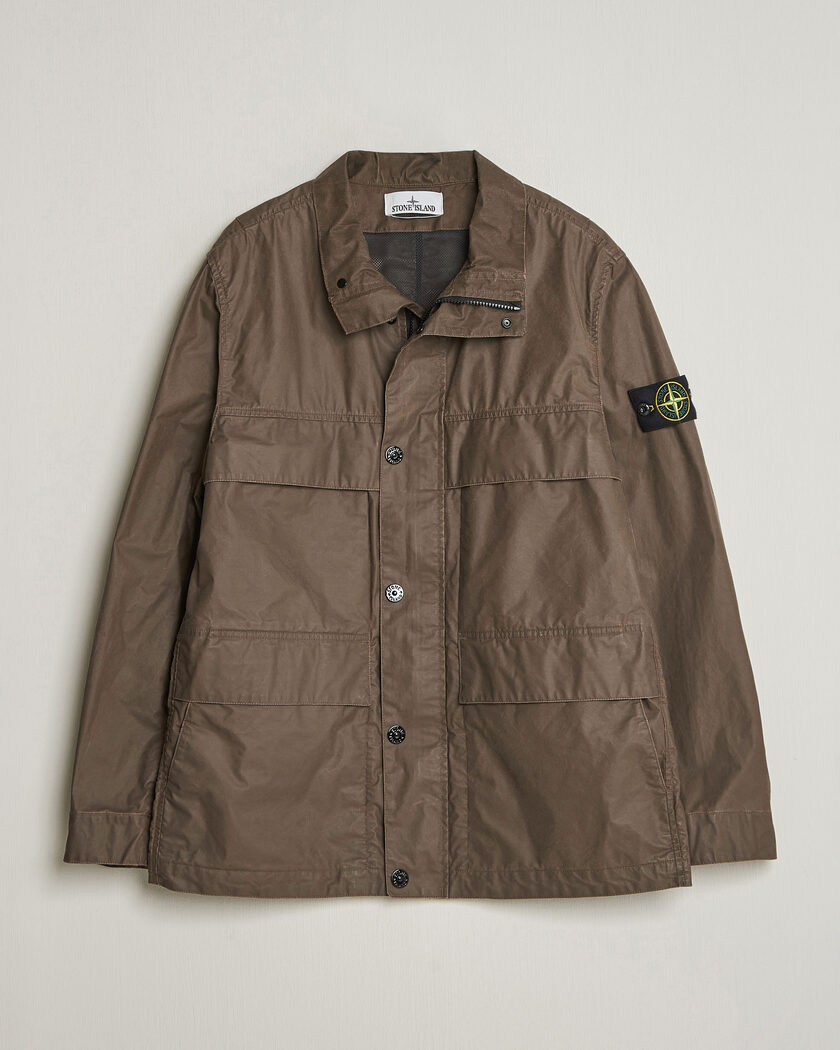 Stone Island Waxed Pigment Cotton Tela Field Jacket Umber – Marrón
