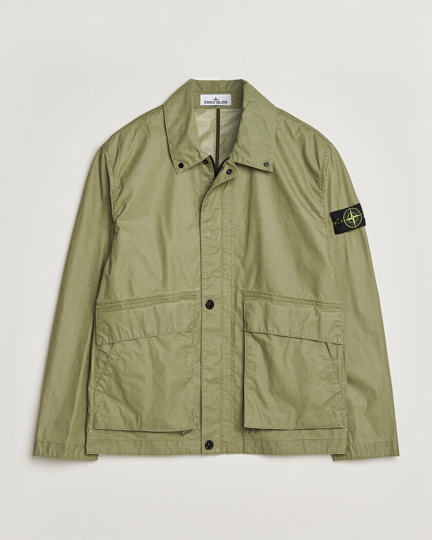 Stone Island Waxed Pigment Cotton Tela Coach Jacket Military Green – Verde