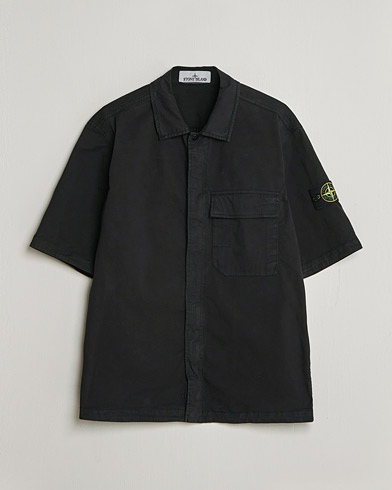 Stone Island Organic Cotton Twill Short Sleeve Shirt Black – Negro