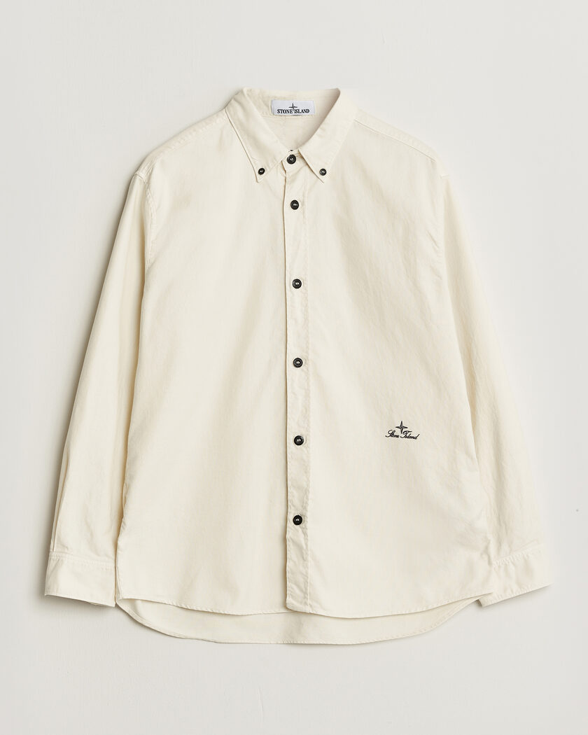Stone Island Organic Cotton Oxford Shirt Ivory – Blanco