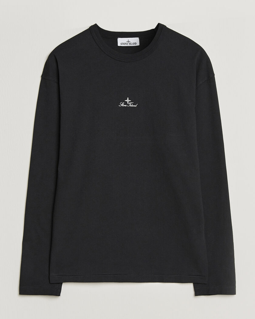 Stone Island Organic Cotton Jersey Long Sleeve Logo T-Shirt Black – Negro