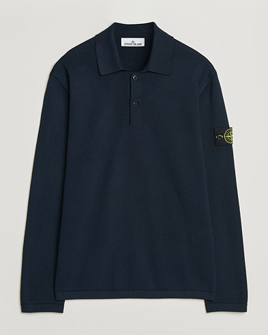 Stone Island Micro Stitch Knitted Cotton Polo Navy – Azul