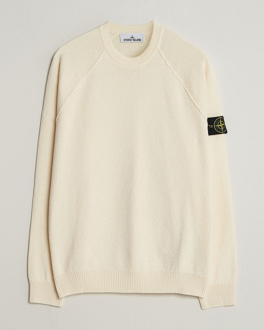 Stone Island Raw Hand Organic Cotton Crewneck Ivory – Blanco