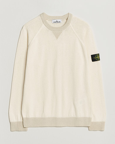 Stone Island Raw Hand Organic Cotton Raglan Crewneck Ivory – Blanco