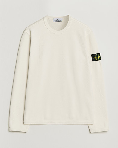 Stone Island Mesh Stitch Organic Cotton Fleece Crewneck Ivory – Blanco