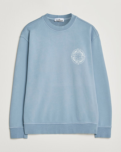 Stone Island Cotton Fleece Printed Logo Sweatshirt Dark Blue – Azul