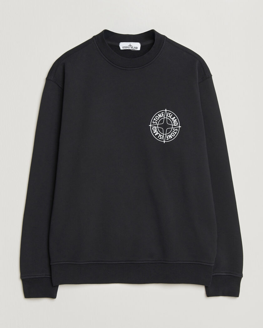 Stone Island Cotton Fleece Printed Logo Sweatshirt Black – Negro