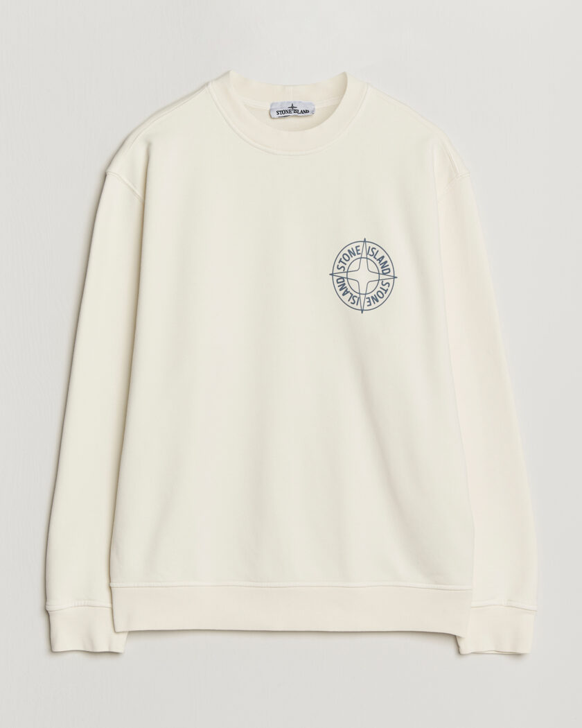 Stone Island Cotton Fleece Printed Logo Sweatshirt Ivory – Blanco