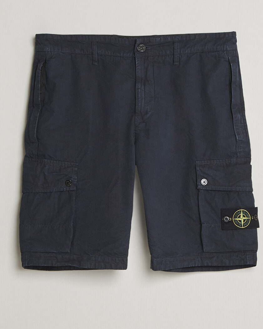 Stone Island Brushed Cotton Canvas Cargo Shorts Navy – Azul