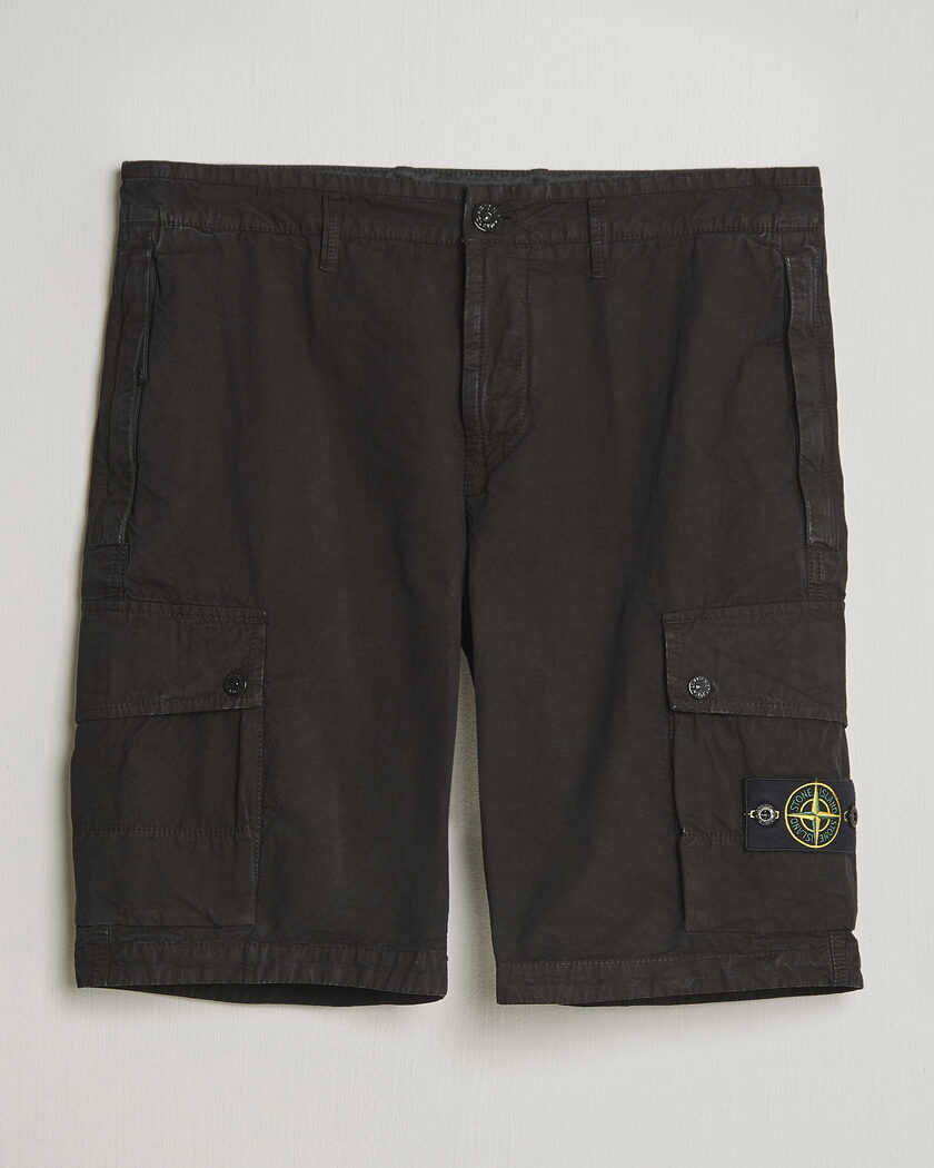 Stone Island Brushed Cotton Canvas Cargo Shorts Black – Negro