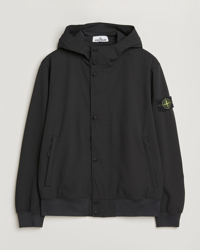 Stone Island Soft Shell Hooded Jacket Black – Negro