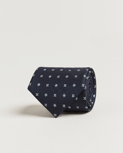 E. Marinella 3-Fold Printed Silk Tie Navy – Azul