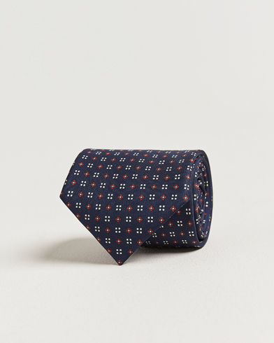 E. Marinella 3-Fold Printed Silk Tie Navy – Azul