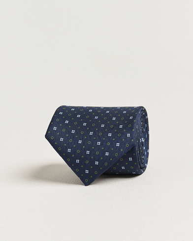E. Marinella 3-Fold Printed Silk Tie Dark Blue – Azul