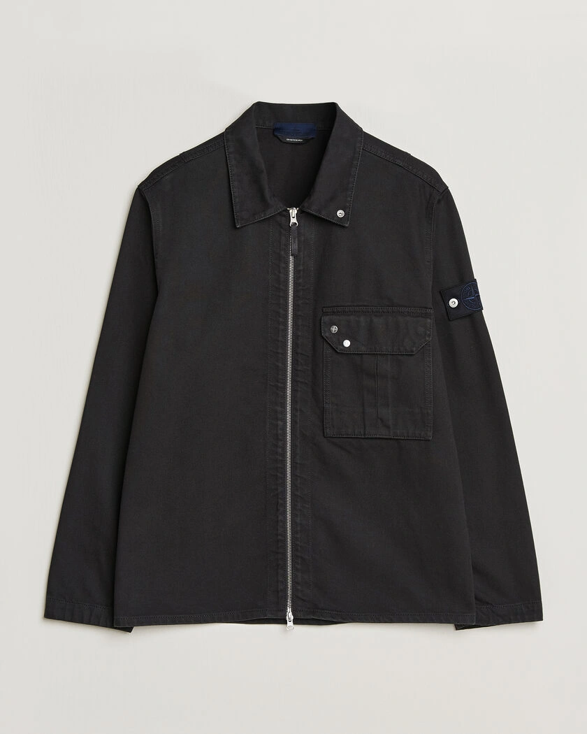 Stone Island Denim Zip Overshirt Black – Negro